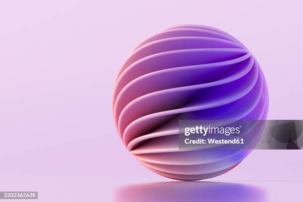 abstract 3d sphere with curved shape and purple-blue gradient - sphere stock pictures, royalty-free photos & images