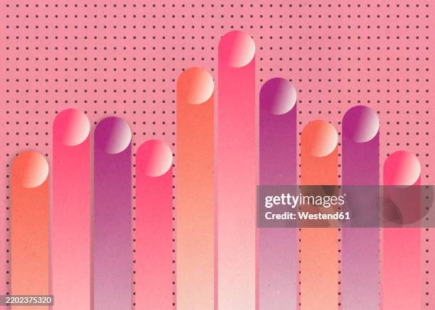 retro 3d chart illustration with colorful gradients - abstract column background stock illustrations