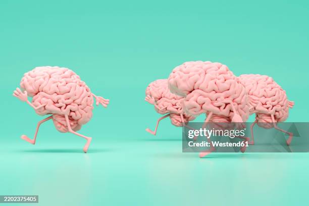 Brain Racing 3d Illustration Of Animated Brains Racing In A Humorous Concept High ...