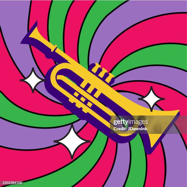 happy mardi gras stylish and modern jazz horn icon design - fiesta background stock illustrations