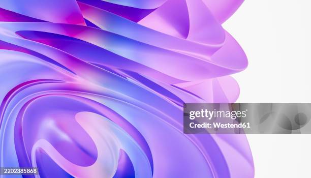 ilustraciones, imágenes clip art, dibujos animados e iconos de stock de abstract 3d rendering of vibrant purple and blue waves - digitalización