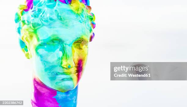 colorful 3d rendered bust with a vibrant gradient on a white background - internal communication stock illustrations