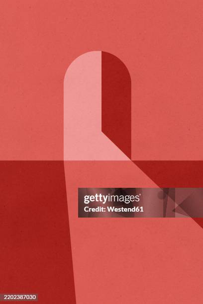 geometric illustration of an open red doorway casting light - art movement stock illustrations