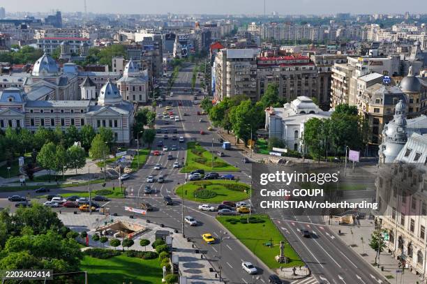 university square viewed from the intercontinental hotel, bucharest, romania - bucharest stock pictures, royalty-free photos & images
