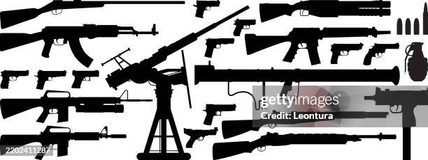 ilustrações de stock, clip art, desenhos animados e ícones de gun silhouettes - espingarda