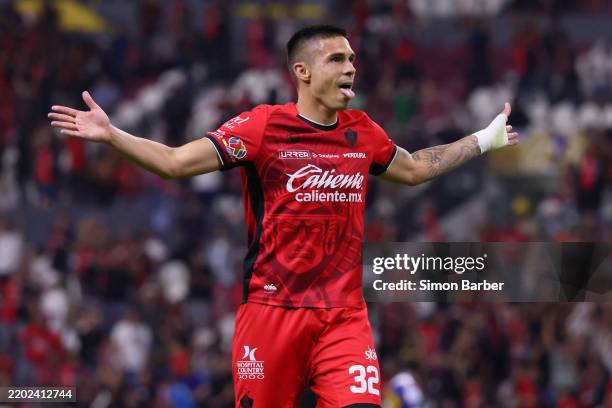 Uros Durdevic of Atlas celebrates after scoring the team's third goal during the 10th round match between Atlas and Atletico San Luis as part of the...