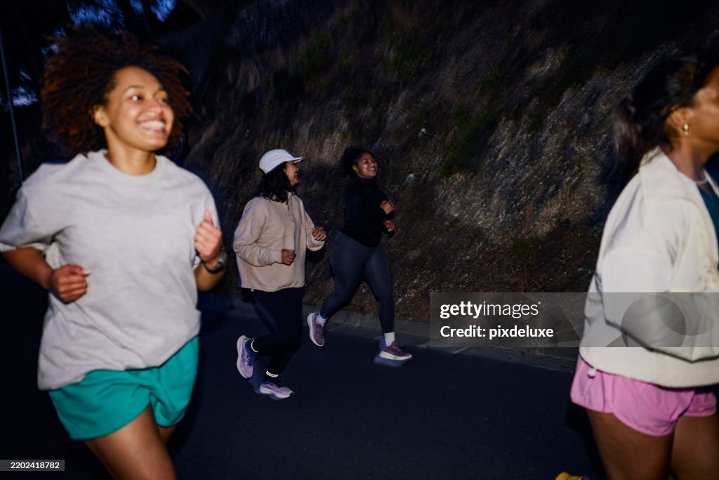 Gen Z Rave Runner Group Of Gen Z Runners Running Together At Night High-Res Stock Photo ...