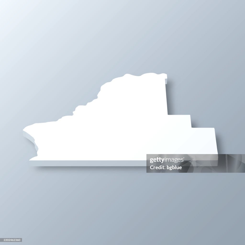 Walla Walla County, Washington. 3D Map on gray background