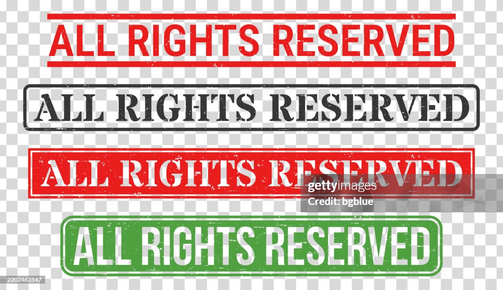 All Rights Reserved Rubber Stamp Set On Blank Background High-Res ...
