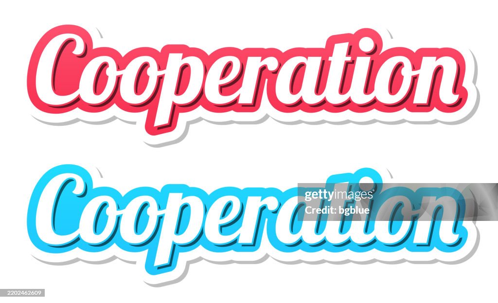 Cooperation Display Lettering Cooperation 3d Text In Red And Blue On White Background High-Res Vector ...