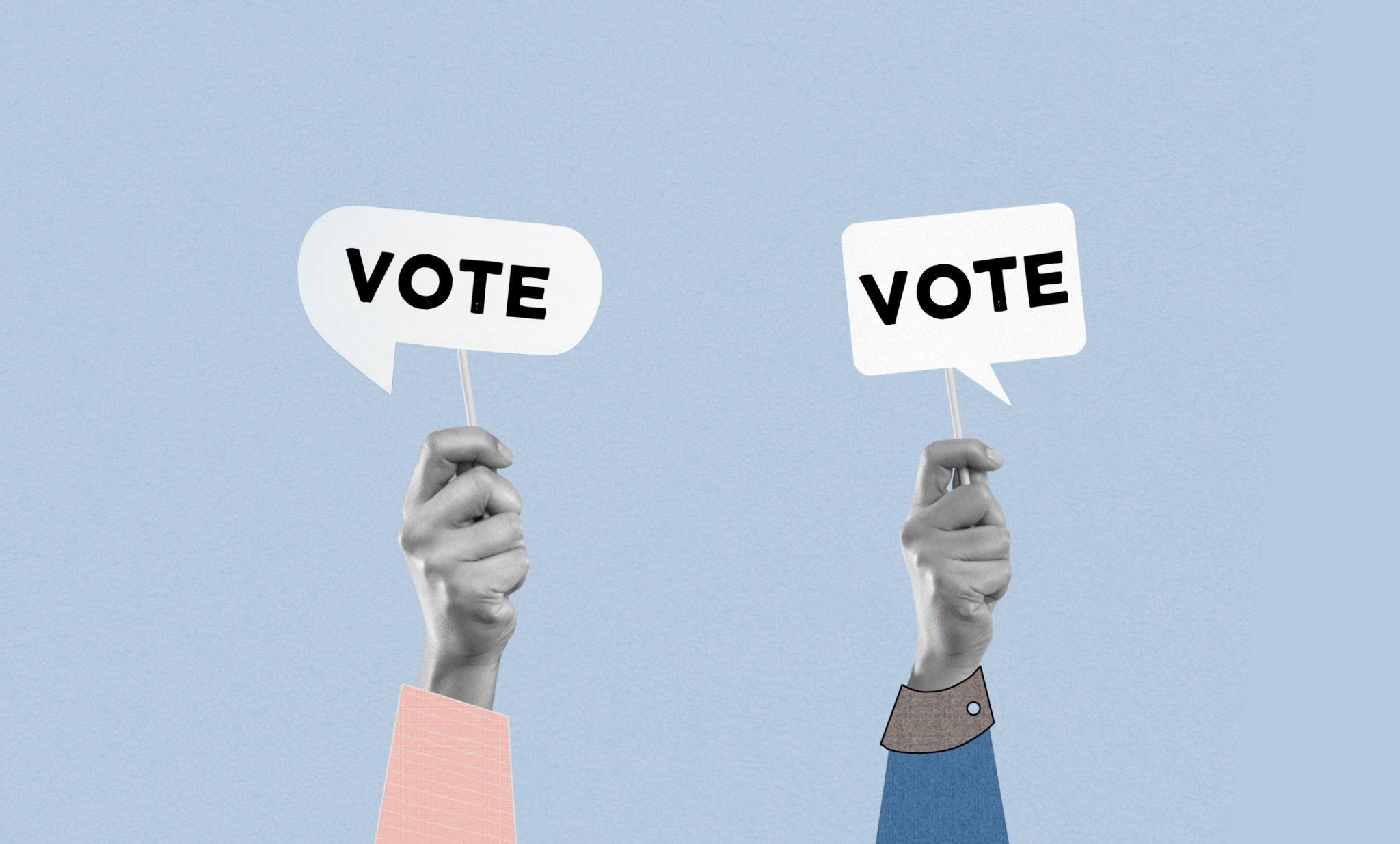 Vote Placards on Hands Vote Placards on Hands