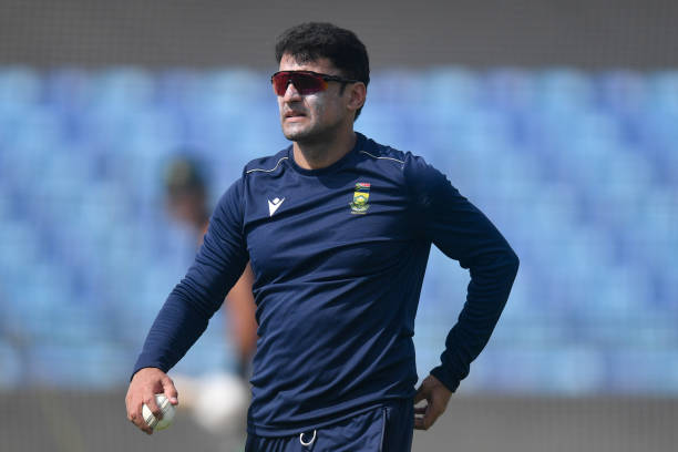 Yasir Arafat, bowling consultant of South Africa pictured during a South Africa net session at the National Stadium on February 28, 2025 in Karachi,...