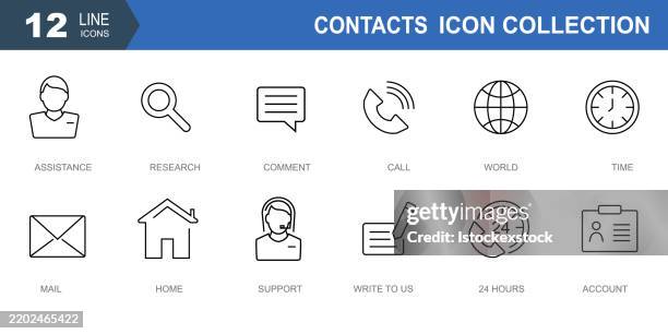 contacts minimal thin line web icon set. - user experience research stock illustrations