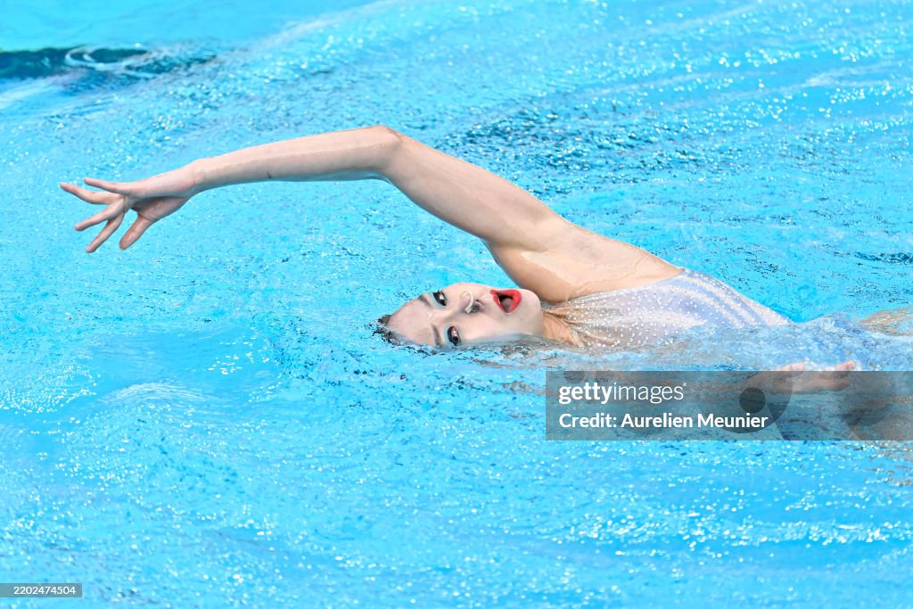 Huiyan Xu of China competes in the women's solo technical during the ...