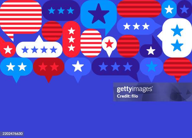 usa american patriotic speech bubble talking chatting quote communication abstract background frame - debate background stock illustrations