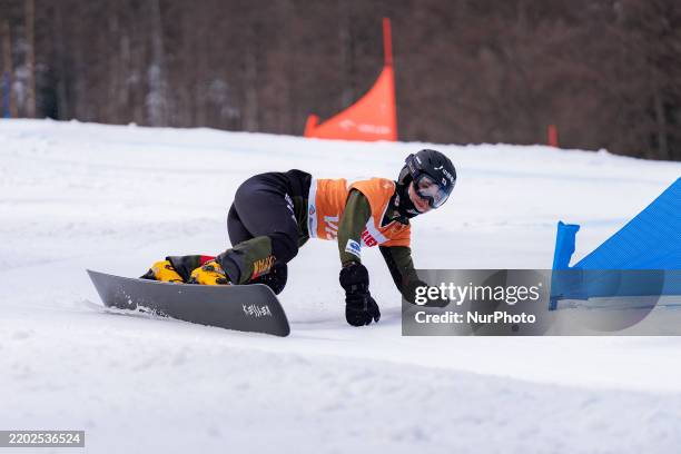 Tsubaki Miki competes in the FIS Snowboard World Cup, Women's Parallel Giant Slalom, on the Jaworzyna Krynicka slope in Krynica, Poland, on March 2,...