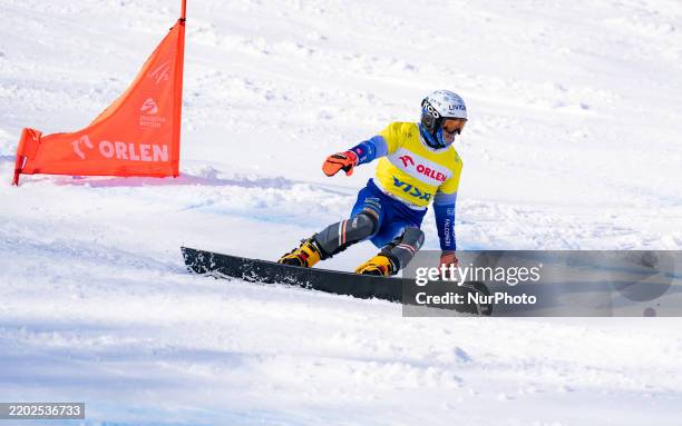 Maurizio Bormolini competes in the FIS Snowboard World Cup, Men's Parallel Giant Slalom, on the Jaworzyna Krynicka slope in Krynica, Poland, on March...