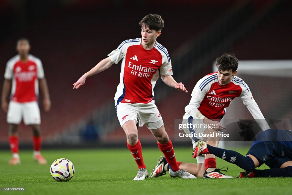 Arsenal Controls Dan Casey of Arsenal controls the ball during the FA Youth Cup... News ...
