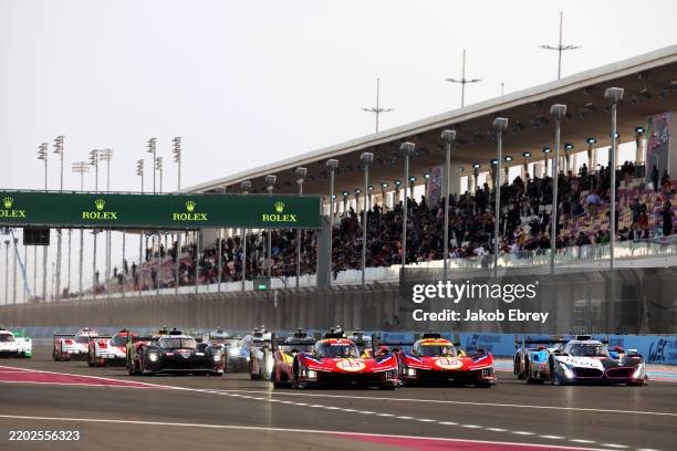 Start of the FIA WEC Qatar 1812. The FERRARI AF CORSE Ferrari 499P Hypercar of Alessandro Pier Guidi, James Calado and Antonio Giovinazzi and The...