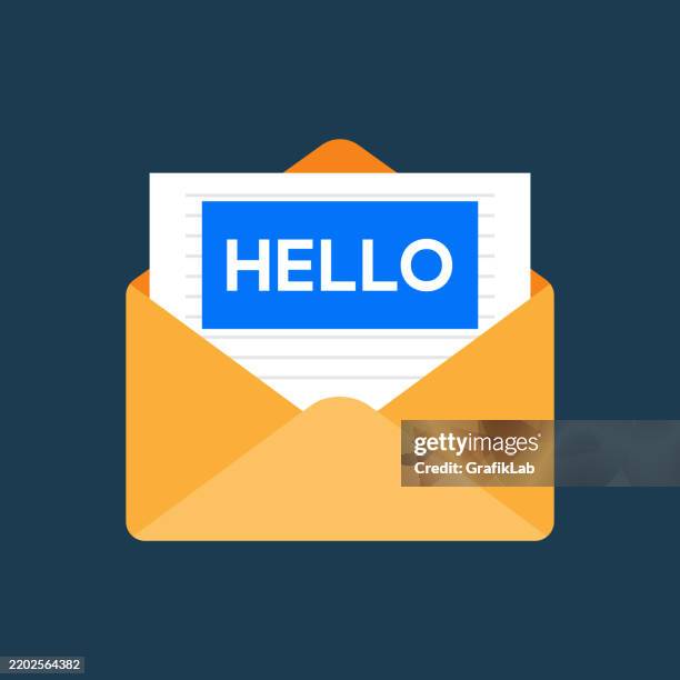 open envelope containing welcome message blue background - open envelope stock illustrations