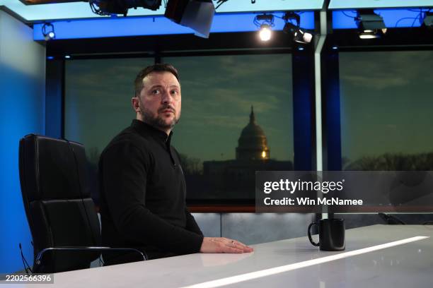 Ukrainian President Volodymyr Zelensky speaks during an interview with Fox News Chief Political Anchor Bret Baier on Special Report With Bret Baier...