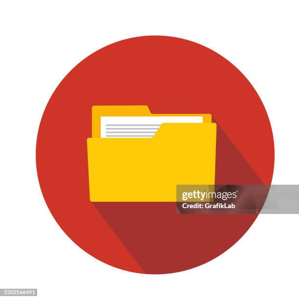yellow folder icon red background - document retention stock illustrations