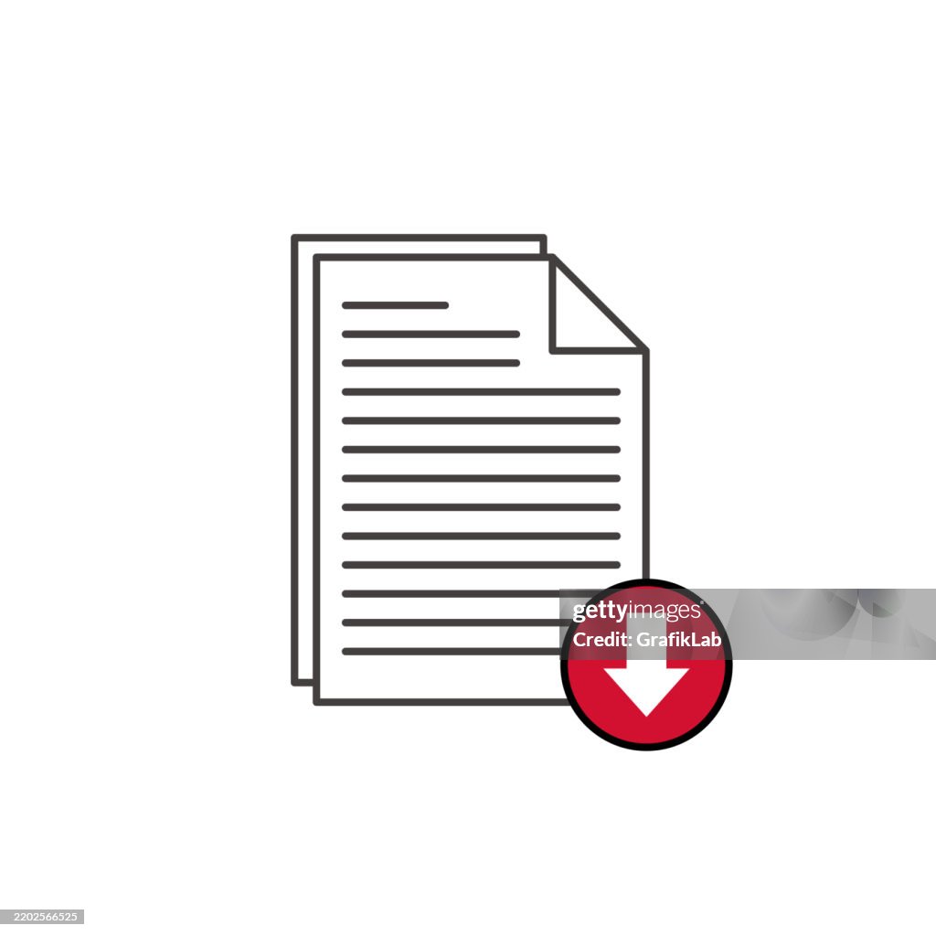 Document Icon Red Download Arrow Digital File Access