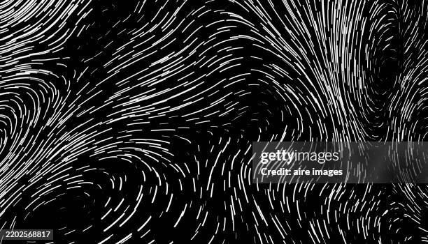 abstract black and white background with flowing lines creating a dynamic pattern - minimal art stockfoto's en -beelden