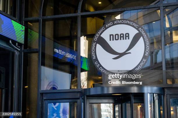 Signage outside the National Oceanic and Atmospheric Administration headquarters in Silver Spring, Maryland, US, on Monday, March 3, 2025. The Trump...