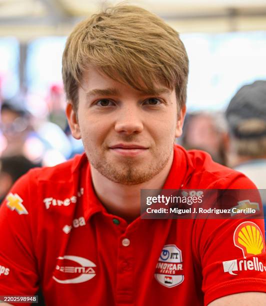 Robert Shwartzman, driver of the Team Prema Chevrolet poses practice INDYCAR Firestone Grand Prix of St. Petersburg during on February 28, 2025 in St...