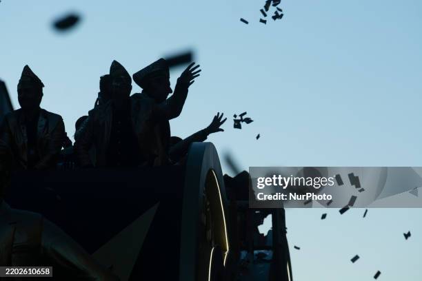 General view of the traditional Rose Monday carnival parade shows thousands of carnival revelers celebrating in Cologne, Germany, on March 3, 2025.