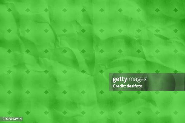 bright vibrant parrot green coloured grunge chequered background with pattern of discrete small rhombus shapes all over - embossed paper stock illustrations