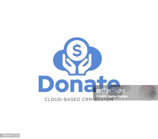 holding dollar icon hand behind cloud, donate - cloud-based crm system icon with hands holding a dollar coin icon - donation stock illustrations