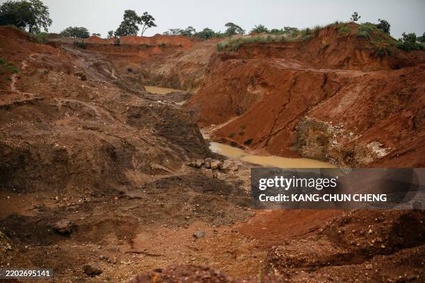 General view of a small scale open pit copper and manganese mine in Serenje, Zambia's Central Province, on February 28, 2025.