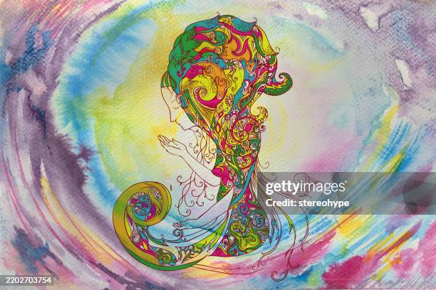 magic cave - rainbow reflection stock illustrations