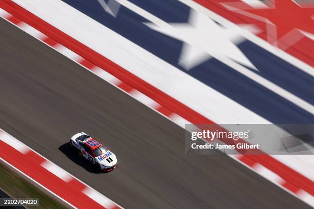 Bubba Wallace, driver of the Mobil 1 Toyota, drives during qualifying for the NASCAR Cup Series EchoPark Automotive Grand Prix at Circuit of The...