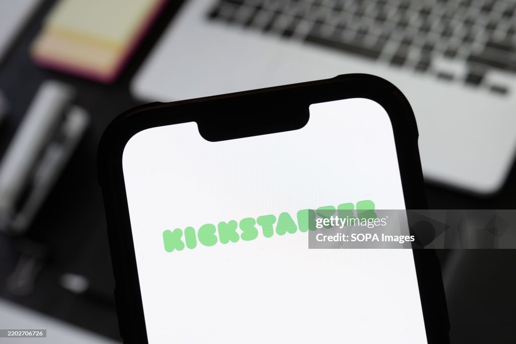 In this photo illustration, a Kickstarter logo is seen...