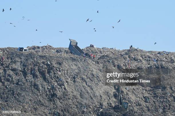 View of Bhalswa Landfill Site, during the launch Bamboo Plantation Drive at Bhalswa Landfill Site, Rajiv Nagar Bhalswa on March 4, 2025 in New Delhi,...