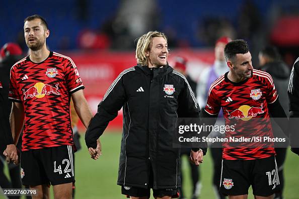 Dylan Hack Emil Forsberg, Dylan Nealis, and Alexander Hack of the New York Red ...
