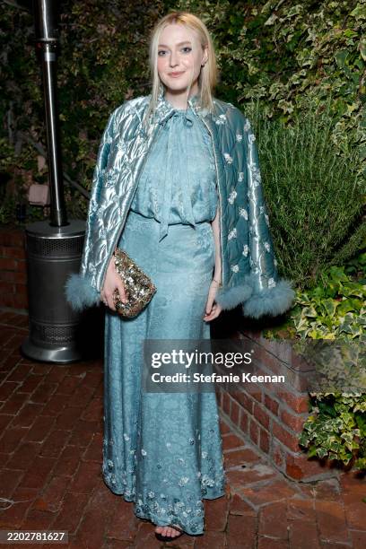 Dakota Fanning attends the CHANEL and Charles Finch Annual Pre-Oscar Dinner at the Polo Lounge at The Beverly Hills Hotel on March 01, 2025 in...