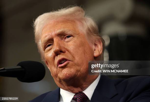 President Donald Trump speaks during an address to a joint session of Congress at the US Capitol in Washington, DC, on March 4, 2025.