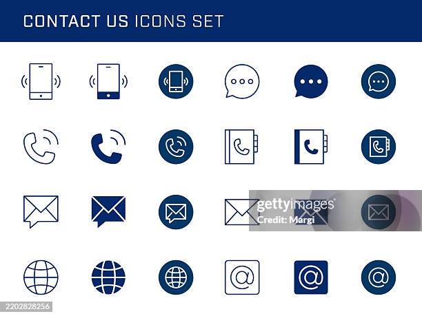 contact us icon set - contact us stock illustrations