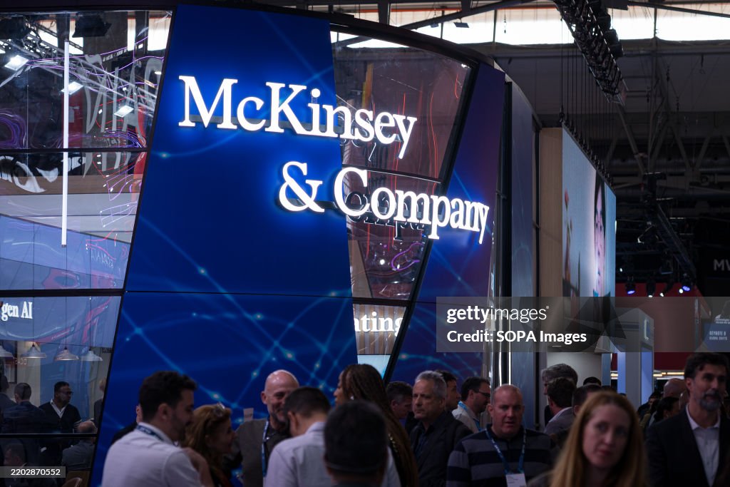 The logo of the consulting firm McKinsey And Company is seen at the ...