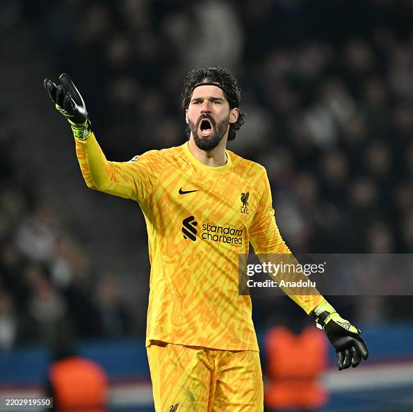 Alisk Alisson Becker of Liverpool FC reacts during the UEFA Champions... News ...