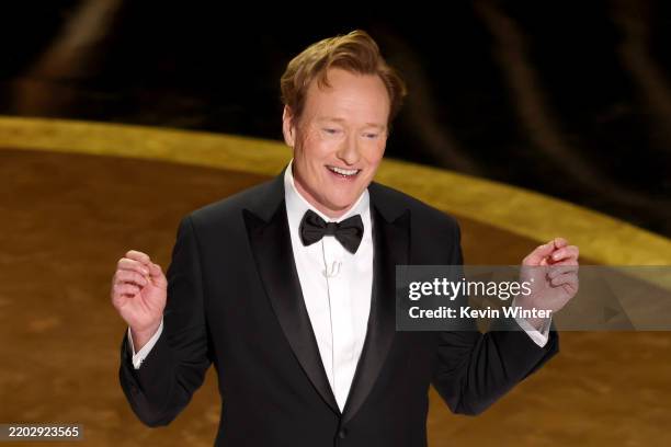 Host Conan O'Brien speaks onstage during the 97th Annual Oscars at Dolby Theatre on March 02, 2025 in Hollywood, California.