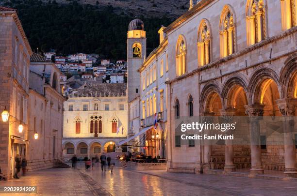 dubrovnik street at dusk - dubrovnik stock pictures, royalty-free photos & images