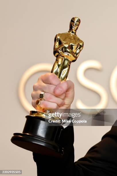 An Oscar statuette is seen in the press room during the 97th Annual Oscars at Ovation Hollywood on March 02, 2025 in Hollywood, California.