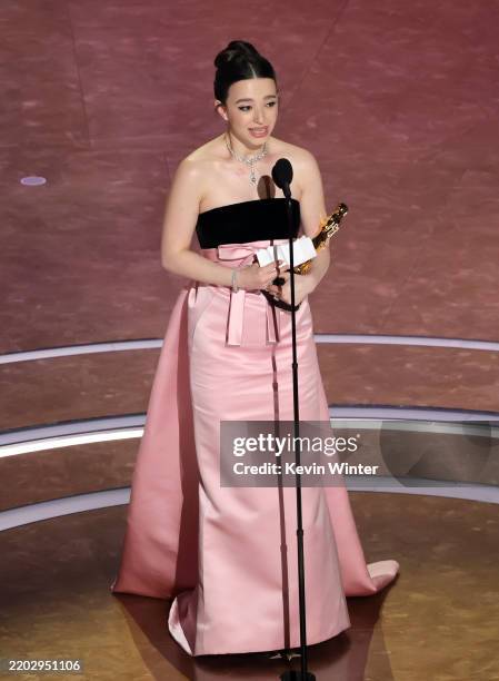 Mikey Madison accepts the Best Actress In A Leading Role award for "Anora" onstage during the 97th Annual Oscars at Dolby Theatre on March 02, 2025...