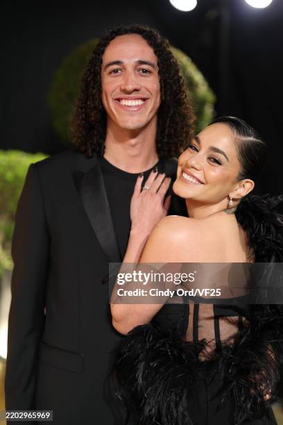 Cole Tucker and Vanessa Hudgens attend the 2025 Vanity Fair Oscar Party Hosted By Radhika Jones at Wallis Annenberg Center for the Performing Arts on...