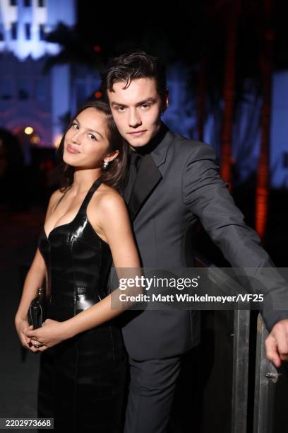 Olivia Rodrigo and Louis Partridge attends the 2025 Vanity Fair Oscar Party Hosted By Radhika Jones at Wallis Annenberg Center for the Performing...